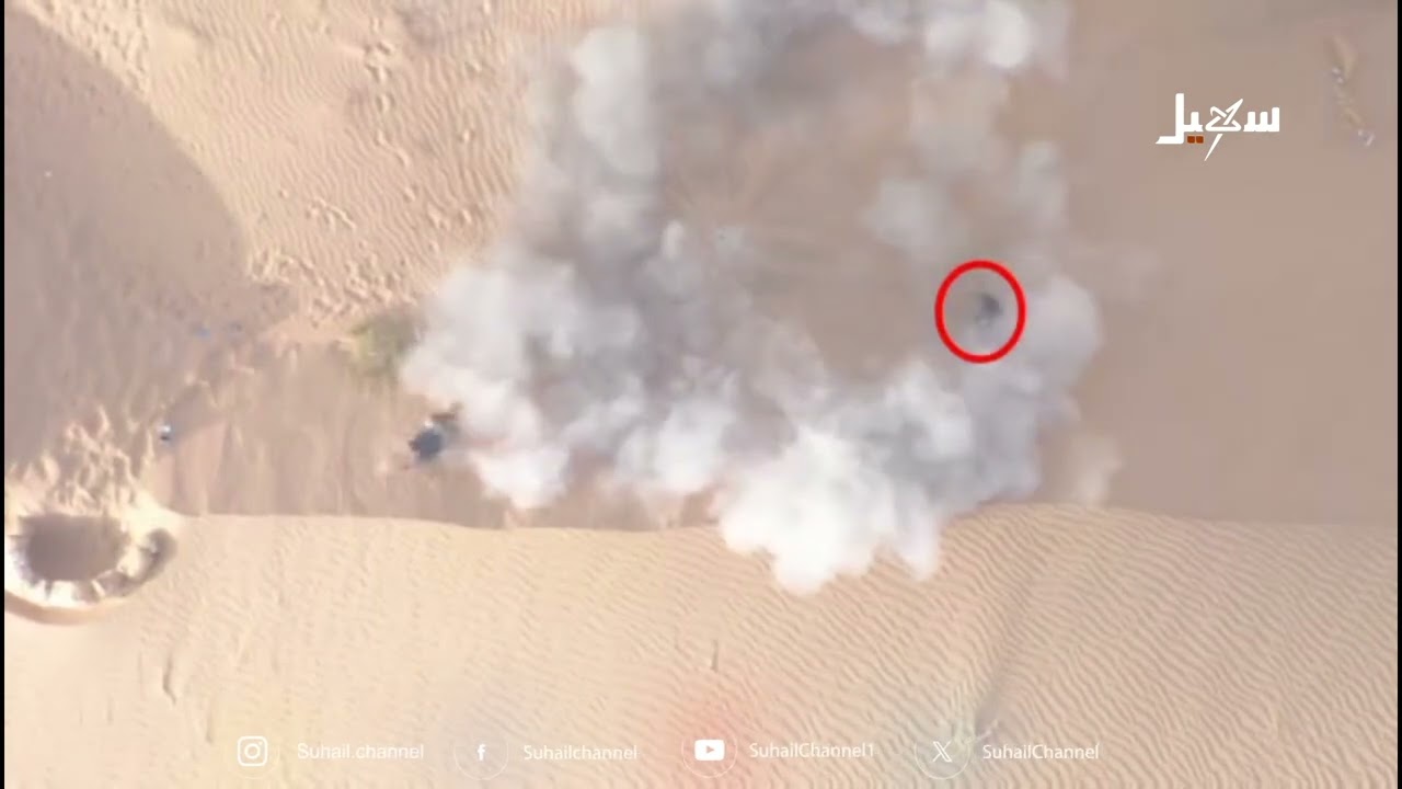 لقطات من استهداف الجيش الوطني بالطيران المسير لعناصر ومعدات حوثية بمأرب