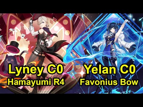 F2P Lyney C0 mono pyro & Yelan C0 hyperbloom abyss 4 0 Floor 12 Genshin impact