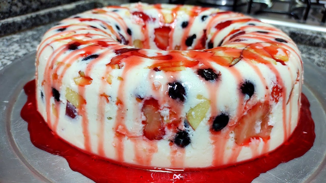 SOBREMESA TROPICAL DE GELATINA COM FRUTAS UMA DELICIA UMA EXPLOSÃO DE SABORES