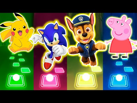 Paw Patrol  vs Peppa Pig vs  Sonic vs  Pikachu   Tiles Hop EDM Rush!