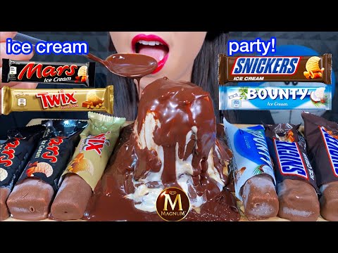 ASMR ICE CREAM PARTY, MAGNUM, SNICKERS, MARS, TWIX, BOUNTY MASSIVE Eating Sounds