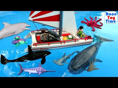 Playmobil Summer Fun Catamaran Playset plus Sea Animals Toys