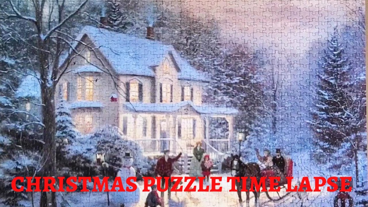 Thomas Kinkade Christmas Jigsaw Puzzle Time Lapse - (Oddly Satisfying)