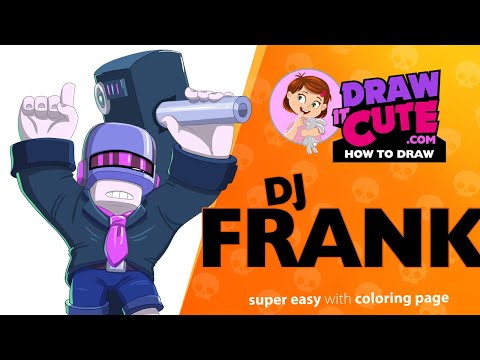 How to draw Dj Frank | Brawl Stars super easy drawing tutorial with coloring page