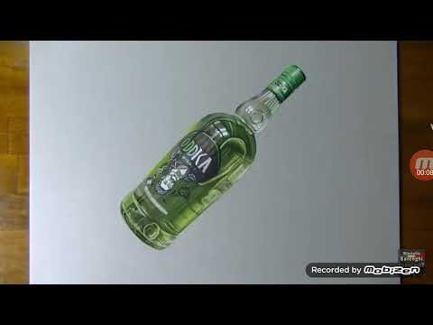 Drawing timelapse : a bottle of oddka - hyperrealistic art