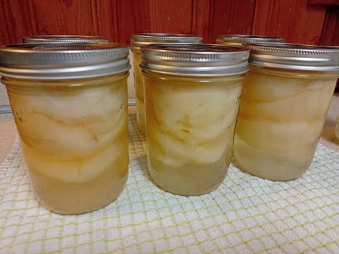Water Bath Canning Pear Halves in Light Syrup