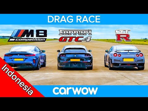 BMW M8 vs Nissan GT-R vs Ferrari V12 - DRAG RACE!