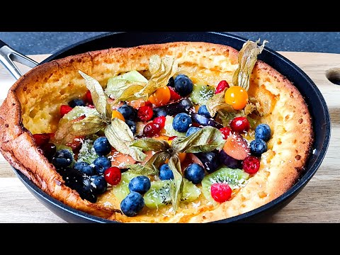 Fruits Dutch Baby - German Oven Pancake, Recipe prepare in 3 minutes