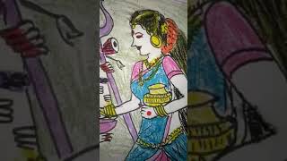 preview picture of video 'Dasara Navaratri special Annapurna Devi easy drawing'