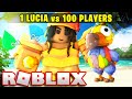 1 vs 100 MANHUNT With INFINITE LOOT... (Roblox Bedwars)