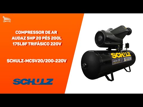 Compressor de Ar Audaz 5HP 20 Pés 200L 175lbf 220V Trifásico - Video