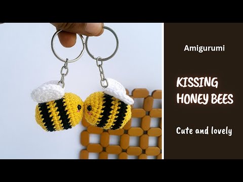 Crochet Mini Bee Kissing Keychain | Crochet keychain | small amigurumi crochet tutorial