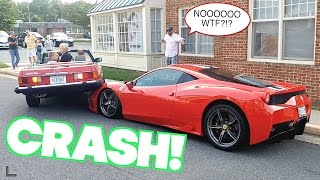 Woman CRASHES On Top of $400,000 Ferrari 458 Supercar!