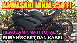 Download lagu KAWASAKI NINJA 250 FI || Headlight Completely Dead... Modification Factor for H7 to H4 Socket Cable mp3