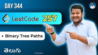 YouTube video 'Leetcode 257: Binary Tree Paths in Telugu | Stack, Brute | Python DSA | srkcodes'