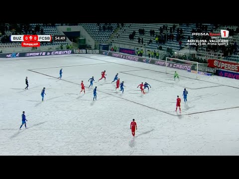 REZUMAT: Gloria Buzău - FCSB 0-2. Bucurie pe zăpadă pentru FCSB, care termină etapa pe locul 1