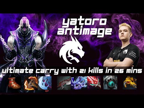 Dota2 Yatoro Anti Mage The True Carry With 21Kills And Only 1 Death - Pro Gameplay [21/1/8]