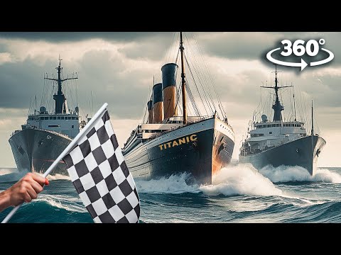 360° VR BRITANNIC, TITANIC, AND OLYMPIC RACE | Can YOU Survive The ICEBERG and ESCAPE? 4K Ultra HD