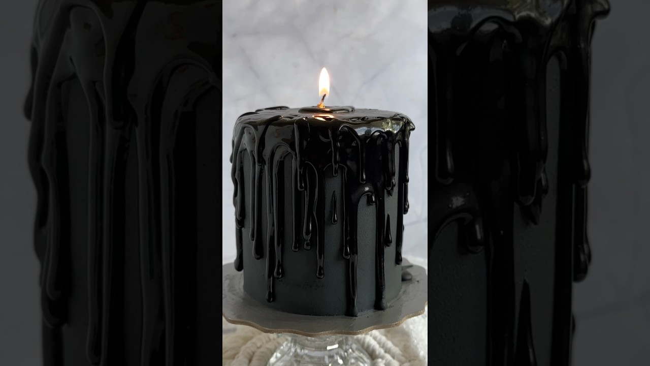 Melty black candle cake - perfect for spooky season!!