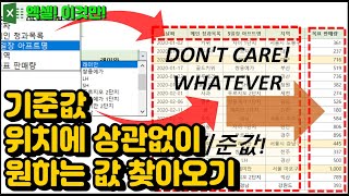 엑셀 이것만! 기준값이 어디에 있던지, 어떤 행이나 열에 있던지 원하는 목표값 찾아오기! (feat. INDEX, SUMPRODUCT, ROW, IF, COUNTIF 함수)