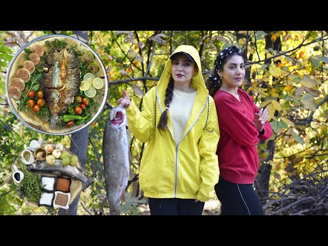 Village life of Iran! We Cooked Salmon Fish with Lemon Butter Sauce on Sadj