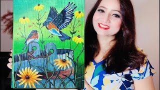 Learn How to Paint Acrylic Bird Painting on Canvas Tutorials For Beginners