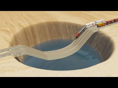 Impossible Weird Wave Rail Tracks Vs Trains Crossing   BeamNG Drive