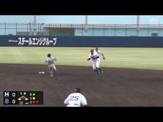 【ファーム】 華麗なランニングスロー!! バファローズ・野口智哉 ファインプレーで投手を救う!! 2025年4月1日 オリックス・バファローズ 対 くふうハヤテベンチャーズ静岡