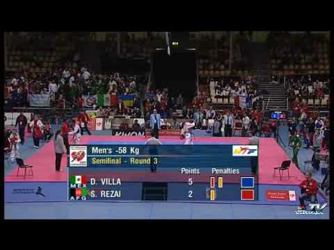 Male -58KG 2009 World Taekwondo Championships Copenhagen Mexico vs AFG SemiFinal R3