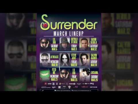 Surrender in March: SkyBlu, Jason Derulo, Afrojack, Aoki, Calvin Harris, Feed Me, Lil Jon, Luciana