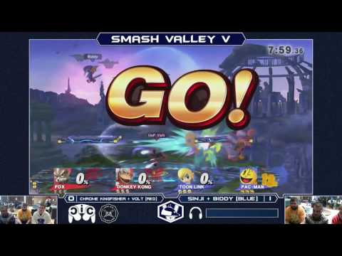 Smash Valley V Wii U Doubles - Kingfisher + Volt (R) vs Sinji + Biddy (B) - Losers Finals