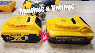 HUGE Info! Runtime & Voltage DEWALT PowerStack 5Ah Vs XR 5Ah Batteries