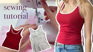 DIY Lace Trim Tank Top [Beginner Sewing Tutorial + Pattern]