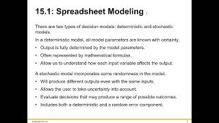 Spreadsheet Modelling   Video 1