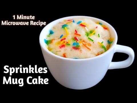 Sprinkles Mug Cake Recipe | 1 Minute Vanilla Mug Cake Recipe In Microwave