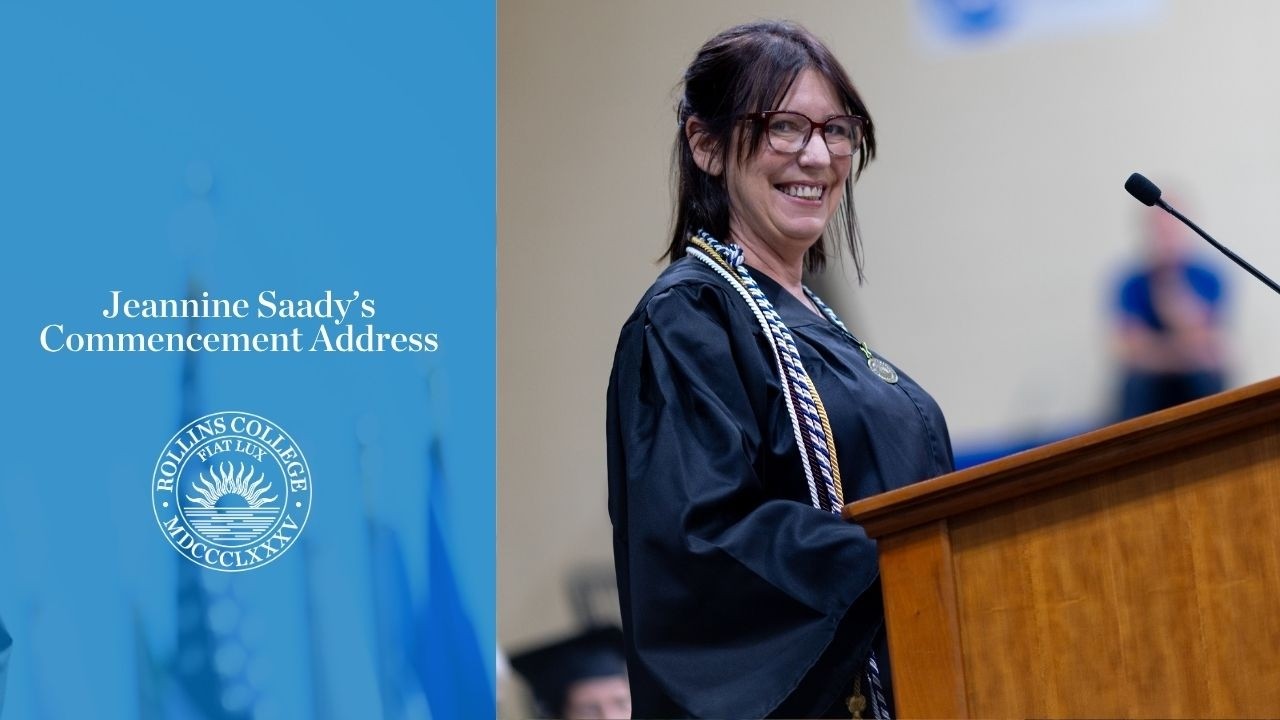 Jeannine Saady ’26 giving her commencement address