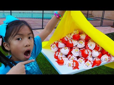 Wendy & Liam Pretend Play Learn to Share w/ Kinder Surprise Egg Toys