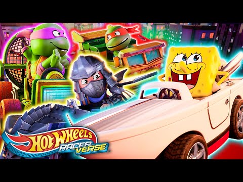 Capa de Bob Esponja Calça Quadrada vs. Tartarugas Ninja no Hot Wheels RacerVerse!