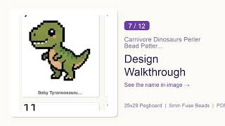 Carnivore Dinosaurs Perler Bead Patterns Bundle, 12 Designs | Full Walkthrough