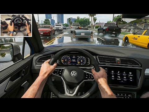 GTA 5 - Realistic Taxi Uber Job | Volkswagen Taigun | POV Drive | Steering Wheel Gameplay