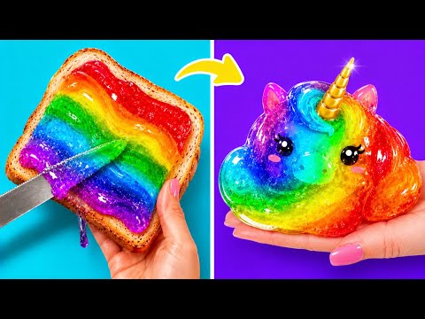 🌈 Cute Unicorn Rainbow Slime! Satisfying DIY Jelly Fidget Toys ✨🦄