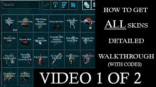 How to get ALL Skins Detailed Walkthrough with codes! Video 1 of 2 Ark Survival Evolved