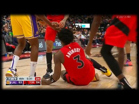 Everybody Hustles to Help Up OG Anunoby - Raptors vs Lakers