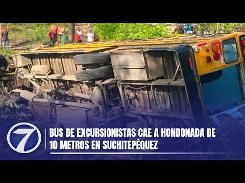 Bus de excursionistas cae a hondonada de 10 metros en Suchitepéquez