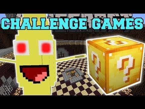 PopularMMOs Pat and Jen Minecraft: BANANA BOSS CHALLENGE GAMES - Lucky Block Mod - Modded Mini-Game
