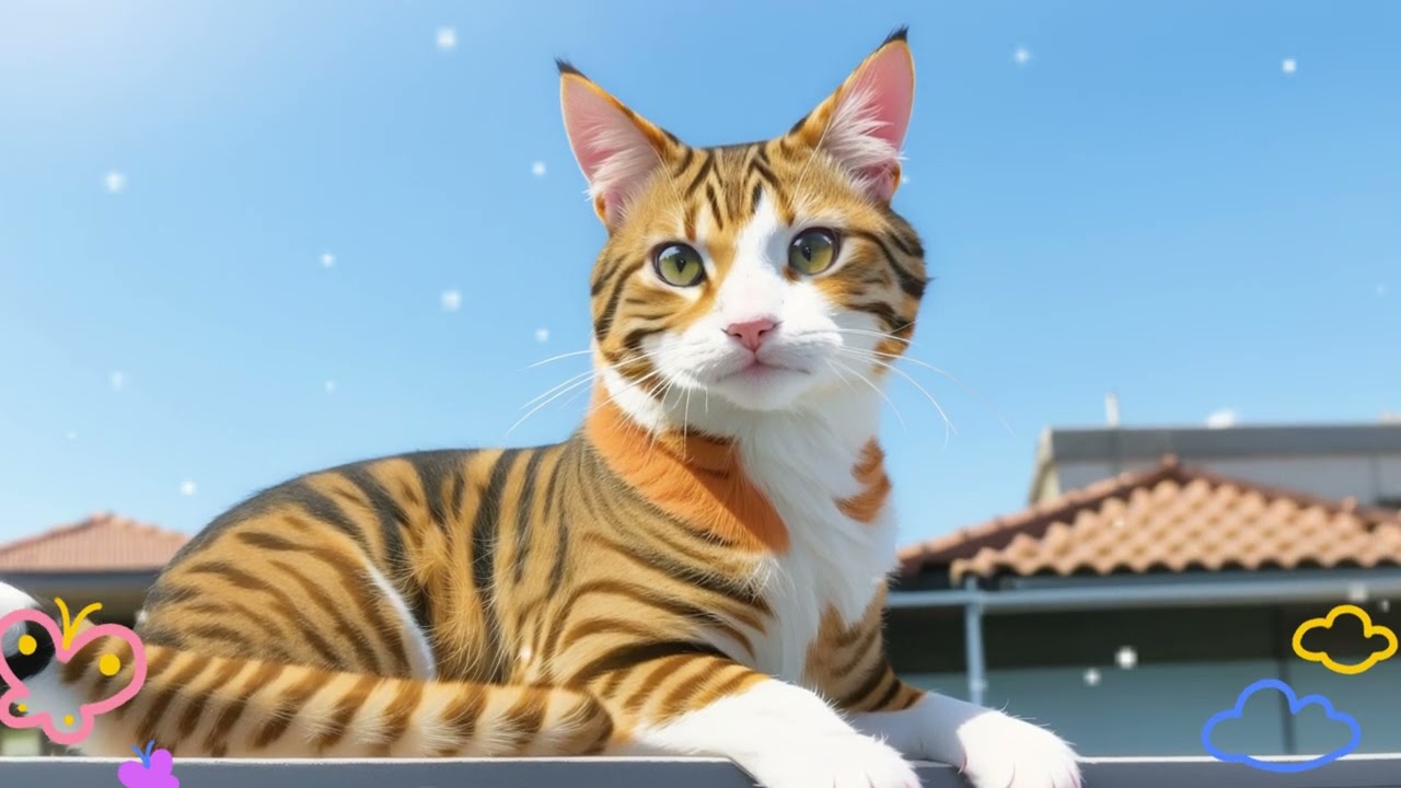 [4k] Cute Orange Cat Sitting on Rooftop | AI Art Pics