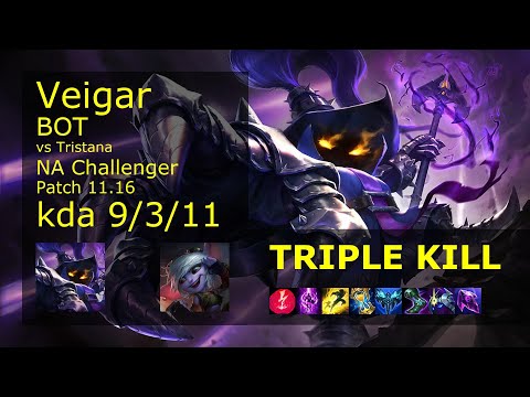Veigar Bot & Senna vs Tristana & Nautilus - NA Challenger 9/3/11 Patch 11.16 Gameplay