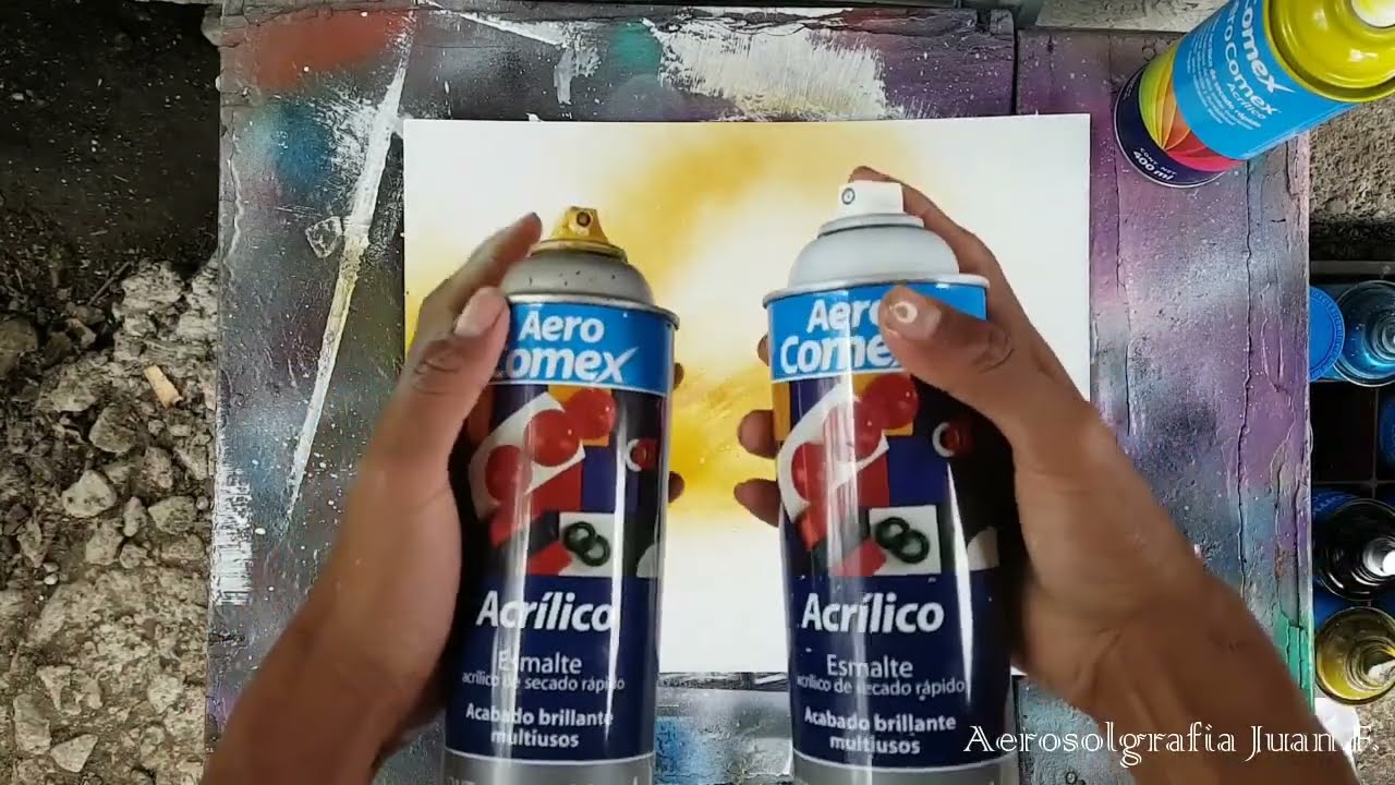 como pintar un paisaje con latas de aerosol en papel cascaron!! tutorial spray paint art