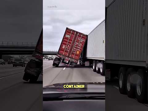 Chỉ vài giây quyết định bác tài giúp xe container thoát cảnh lật ngang #shortvideo