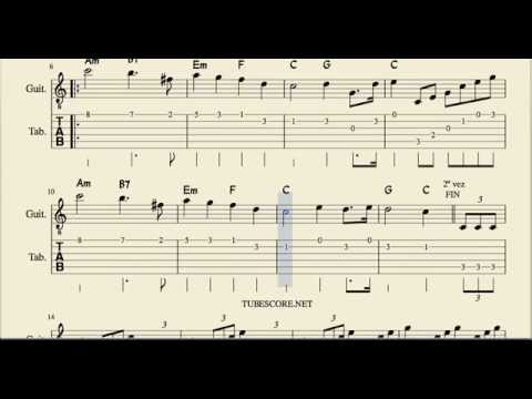 Marcha Nupcial Tablatura y Partitura del Punteo de Guitarra con Acordes Tabs